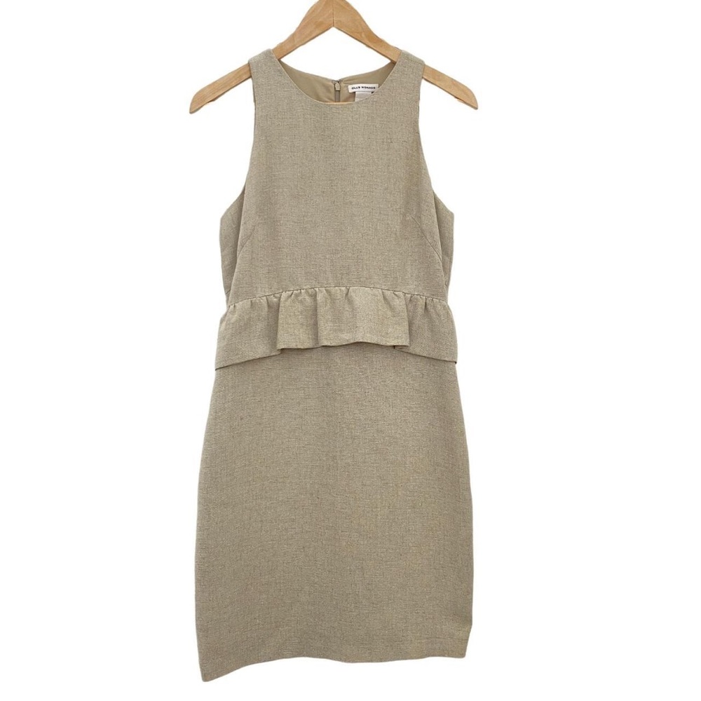 Club Monaco Linen Peplum Dress Tan